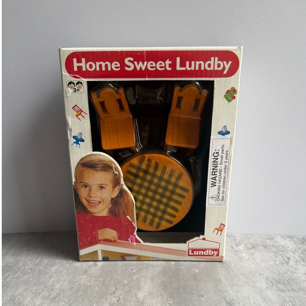 Lundby Home Sweet Lundby Dollhouse Dining Set Wood Chairs Table 1:16 Scale NIB